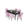 HANAH HOME Set Trpezarijski sto i 6 stolica Eva Black Marble Pink - slika 2