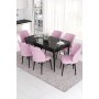 HANAH HOME Set Trpezarijski sto i 6 stolica Eva Black Marble Pink - slika 1