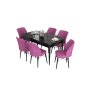 HANAH HOME Set Trpezarijski sto i 6 stolica Eva Black Marble Purple - slika 2