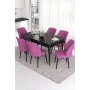 HANAH HOME Set Trpezarijski sto i 6 stolica Eva Black Marble Purple - slika 1