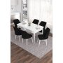 HANAH HOME Set Trpezarijski sto i 6 stolica Eva White Black - slika 1