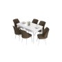 HANAH HOME Set Trpezarijski sto i 6 stolica Eva White Brown - slika 2