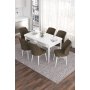HANAH HOME Set Trpezarijski sto i 6 stolica Eva White Brown - slika 1