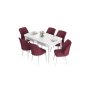 HANAH HOME Set Trpezarijski sto i 6 stolica Eva White Burgundy - slika 2