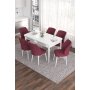 HANAH HOME Set Trpezarijski sto i 6 stolica Eva White Burgundy - slika 1