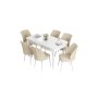 HANAH HOME Set Trpezarijski sto i 6 stolica Eva White Cream - slika 2