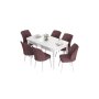 HANAH HOME Set Trpezarijski sto i 6 stolica Eva White Dusty Rose - slika 2