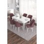 HANAH HOME Set Trpezarijski sto i 6 stolica Eva White Dusty Rose - slika 1