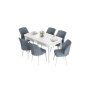 HANAH HOME Set Trpezarijski sto i 6 stolica Eva White Grey - slika 2