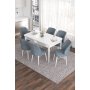 HANAH HOME Set Trpezarijski sto i 6 stolica Eva White Grey - slika 1