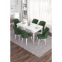 HANAH HOME Set Trpezarijski sto i 6 stolica Eva White Khaki - slika 1