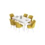HANAH HOME Set Trpezarijski sto i 6 stolica Eva White Mustard - slika 2
