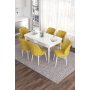 HANAH HOME Set Trpezarijski sto i 6 stolica Eva White Mustard - slika 1