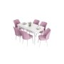 HANAH HOME Set Trpezarijski sto i 6 stolica Eva White Pink - slika 2