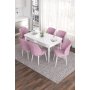 HANAH HOME Set Trpezarijski sto i 6 stolica Eva White Pink - slika 1