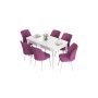 HANAH HOME Set Trpezarijski sto i 6 stolica Eva White Purple - slika 2