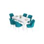 HANAH HOME Set Trpezarijski sto i 6 stolica Eva White Turquoise - slika 2