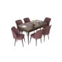 HANAH HOME Set Trpezarijski sto i 6 stolica Nef Baroque Dusty Rose - slika 2