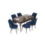 HANAH HOME Set Trpezarijski sto i 6 stolica Nef Baroque Navy Blue - slika 2
