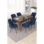 HANAH HOME Set Trpezarijski sto i 6 stolica Nef Baroque Navy Blue - slika 1