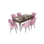 HANAH HOME Set Trpezarijski sto i 6 stolica Nef Baroque Pink - slika 2
