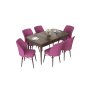 HANAH HOME Set Trpezarijski sto i 6 stolica Nef Baroque Purple - slika 2
