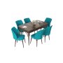 HANAH HOME Set Trpezarijski sto i 6 stolica Nef Baroque Turquoise - slika 2