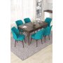 HANAH HOME Set Trpezarijski sto i 6 stolica Nef Baroque Turquoise - slika 1