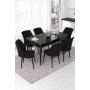 HANAH HOME Set Trpezarijski sto i 6 stolica Nef Black Marble Black - slika 1
