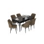 HANAH HOME Set Trpezarijski sto i 6 stolica Nef Black Marble Brown - slika 2