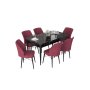 HANAH HOME Set Trpezarijski sto i 6 stolica Nef Black Marble Burgundy - slika 2