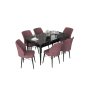 HANAH HOME Set Trpezarijski sto i 6 stolica Nef Black Marble Dusty Rose - slika 2