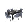 HANAH HOME Set Trpezarijski sto i 6 stolica Nef Black Marble Fume - slika 2