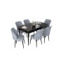 HANAH HOME Set Trpezarijski sto i 6 stolica Nef Black Marble Grey - slika 2