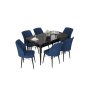 HANAH HOME Set Trpezarijski sto i 6 stolica Nef Black Marble Navy Blue - slika 2