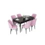 HANAH HOME Set Trpezarijski sto i 6 stolica Nef Black Marble Pink - slika 2