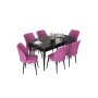 HANAH HOME Set Trpezarijski sto i 6 stolica Nef Black Marble Purple - slika 2