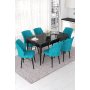 HANAH HOME Set Trpezarijski sto i 6 stolica Nef Black Marble Turquoise - slika 1