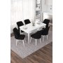 HANAH HOME Set Trpezarijski sto i 6 stolica Nef White Black - slika 1