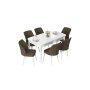 HANAH HOME Set Trpezarijski sto i 6 stolica Nef White Brown - slika 2
