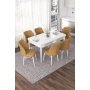 HANAH HOME Set Trpezarijski sto i 6 stolica Nef White Cappuccino - slika 1