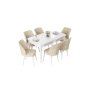 HANAH HOME Set Trpezarijski sto i 6 stolica Nef White Cream - slika 2