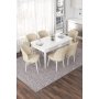 HANAH HOME Set Trpezarijski sto i 6 stolica Nef White Cream - slika 1