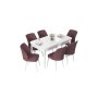 HANAH HOME Set Trpezarijski sto i 6 stolica Nef White Dusty Rose - slika 2