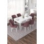 HANAH HOME Set Trpezarijski sto i 6 stolica Nef White Dusty Rose - slika 1