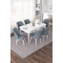 HANAH HOME Set Trpezarijski sto i 6 stolica Nef White Grey - slika 1