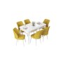 HANAH HOME Set Trpezarijski sto i 6 stolica Nef White Mustard - slika 2