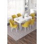 HANAH HOME Set Trpezarijski sto i 6 stolica Nef White Mustard - slika 1