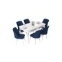 HANAH HOME Set Trpezarijski sto i 6 stolica Nef White Navy Blue - slika 2