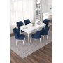 HANAH HOME Set Trpezarijski sto i 6 stolica Nef White Navy Blue - slika 1